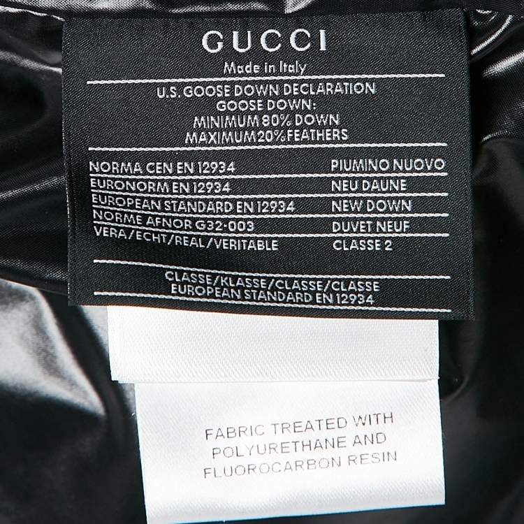 مملوكة مسبقًا Gucci Black Nylon Hooded Equestrian Crest Down Jacket M
