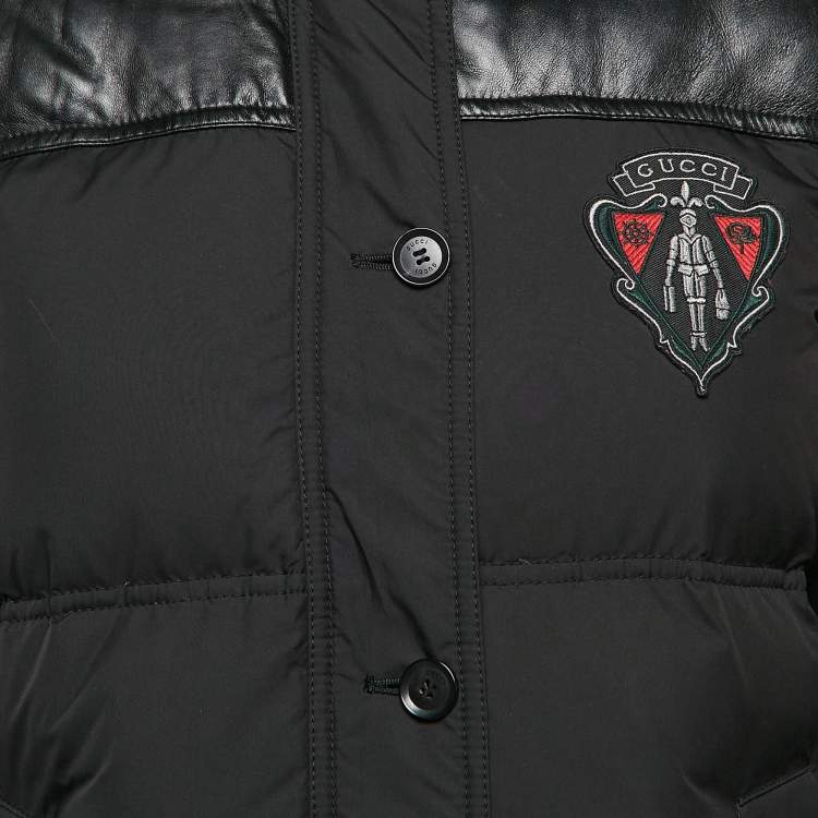 مملوكة مسبقًا Gucci Black Nylon Hooded Equestrian Crest Down Jacket M