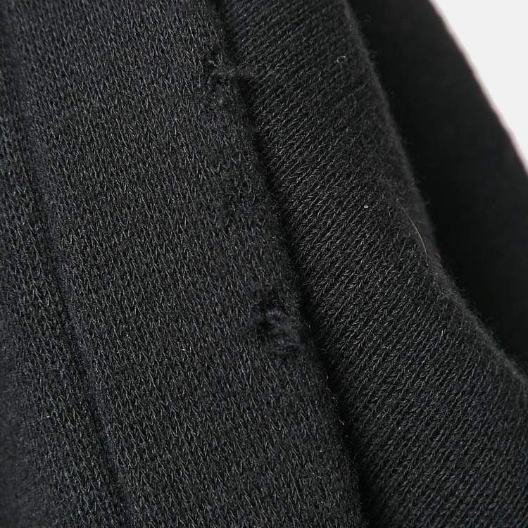 Pre Owned Gucci Black Vintage Print Cotton Knit Distressed Hoodie XXL