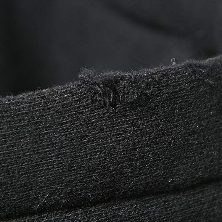 Pre Owned Gucci Black Vintage Print Cotton Knit Distressed Hoodie XXL