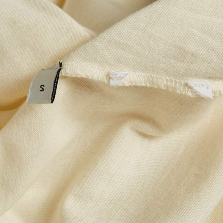 Pre Owned Gucci Cream Sequin Logo Cotton Crew Neck T-Shirt L