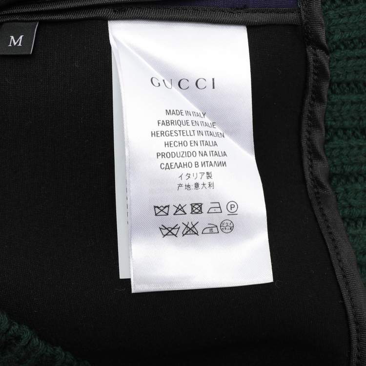 Pre Owned Gucci Navy Blue Knit Crystal Embroidered Dragonfly Patch Sweater M