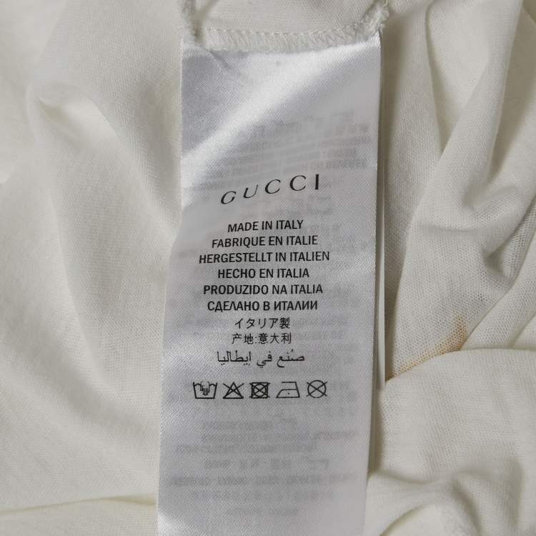 مملوكة مسبقًا Gucci White Floral Embroidery Cotton Distressed T-Shirt XXS