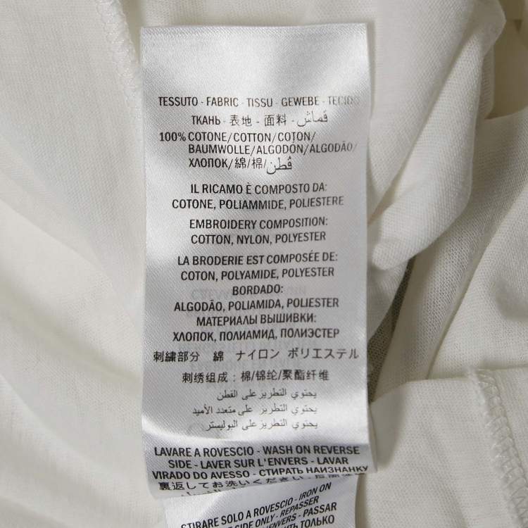 مملوكة مسبقًا Gucci White Floral Embroidery Cotton Distressed T-Shirt XXS