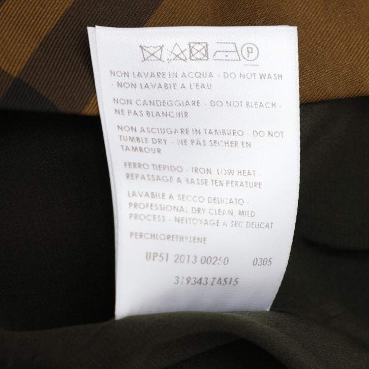 Pre Owned Gucci Brown Checkered Silk Midi Skirts M