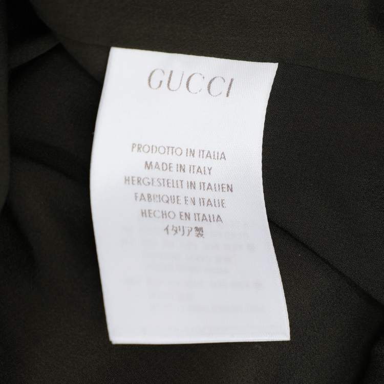 Pre Owned Gucci Brown Checkered Silk Midi Skirts M