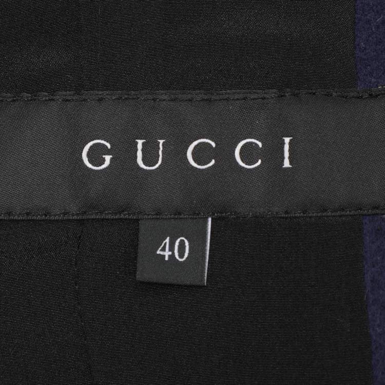 مملوكة مسبقًا Gucci Navy Blue Wool Double Breasted Coat S