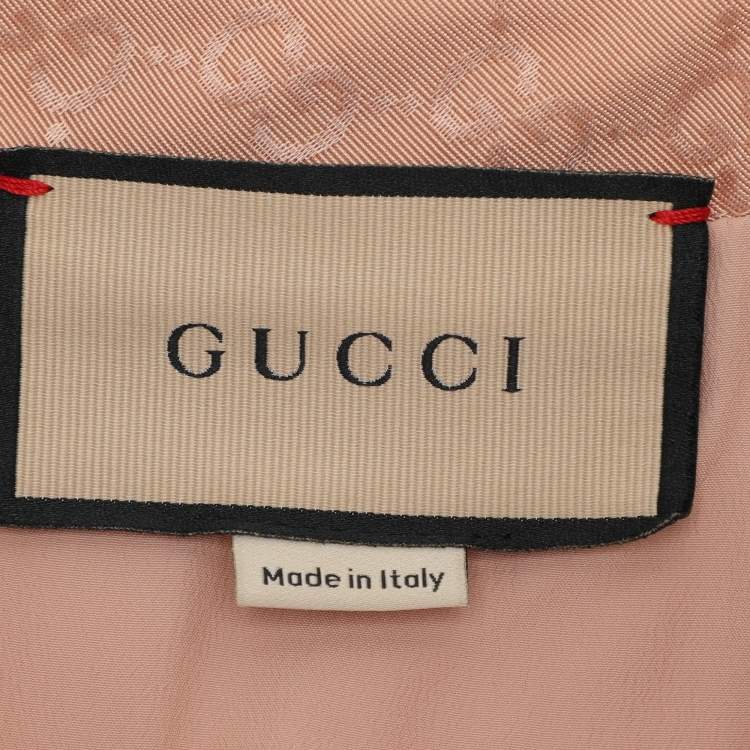 Pre Owned Gucci Pink GG Supreme Cotton Blend Belted Playsuit S