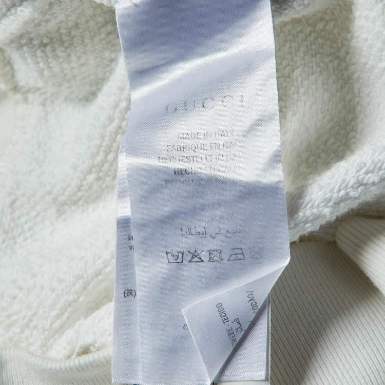 Pre Owned Gucci White Tennis Embroidered Cotton Knit Sweatshirt M