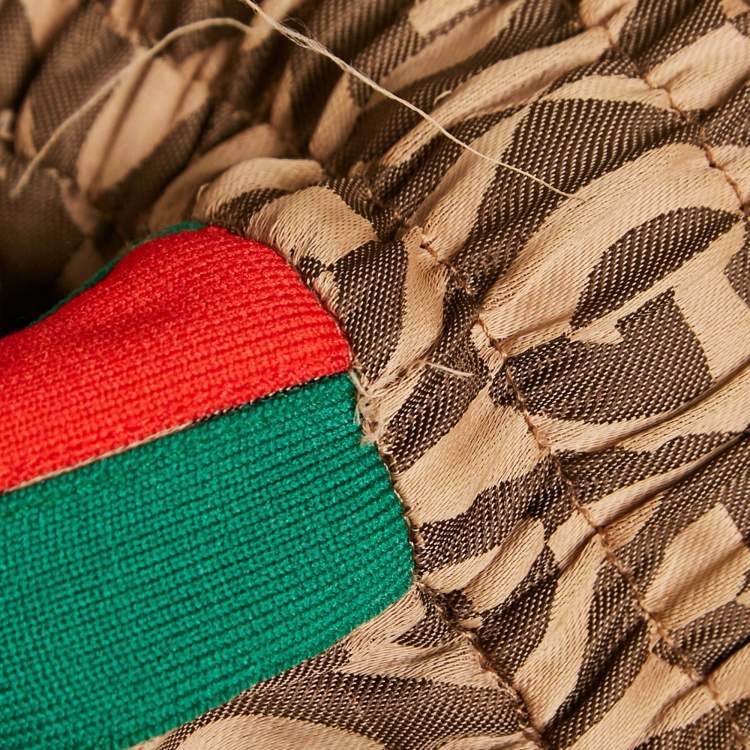 Pre Owned Gucci Brown Logo Jacquard Crepe Trackpants S