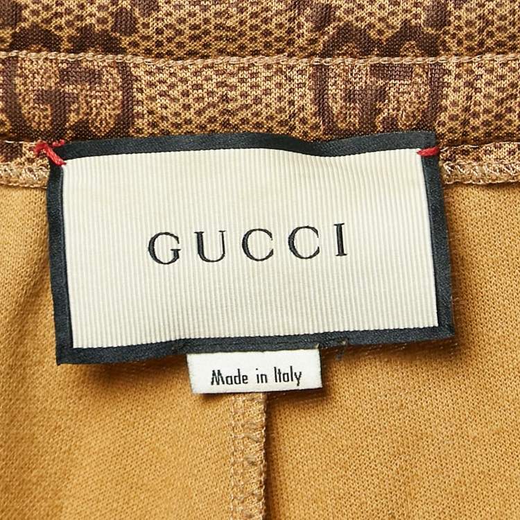 Pre Owned Gucci Brown GG Supreme Print Jersey Track Pants S
