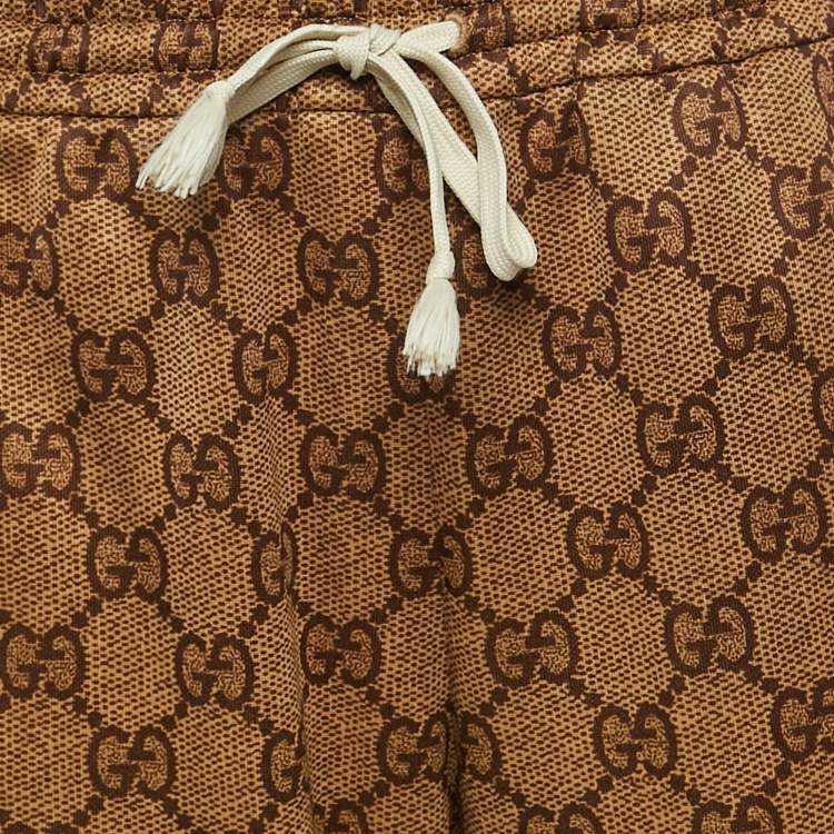 Pre Owned Gucci Brown GG Supreme Print Jersey Track Pants S