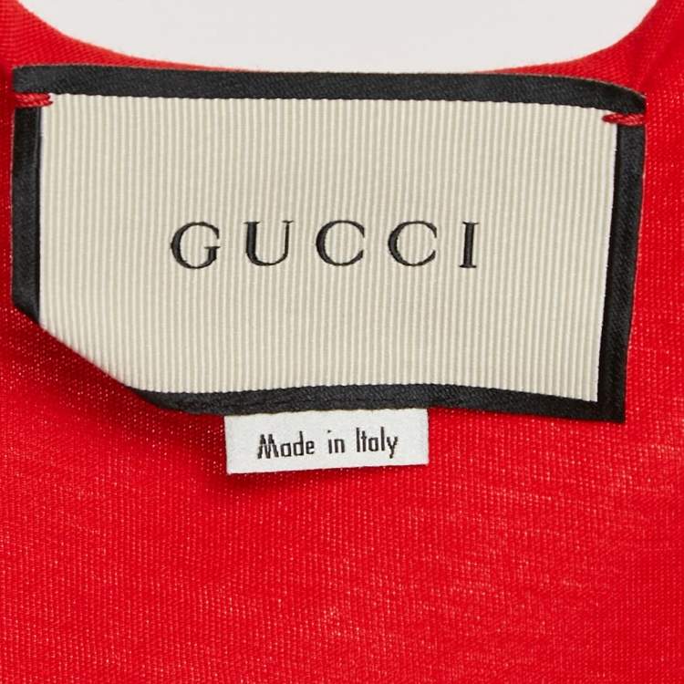Pre Owned Gucci Red Logo Print Cotton Jersey Distressed Tank Top XXS