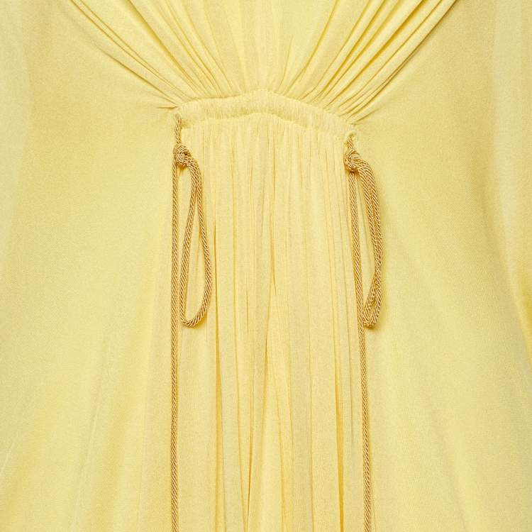 Pre Owned Gucci Yellow Jersey V-Neck Kaftan Dress S