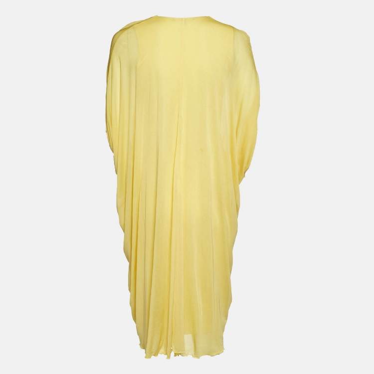 Pre Owned Gucci Yellow Jersey V-Neck Kaftan Dress S