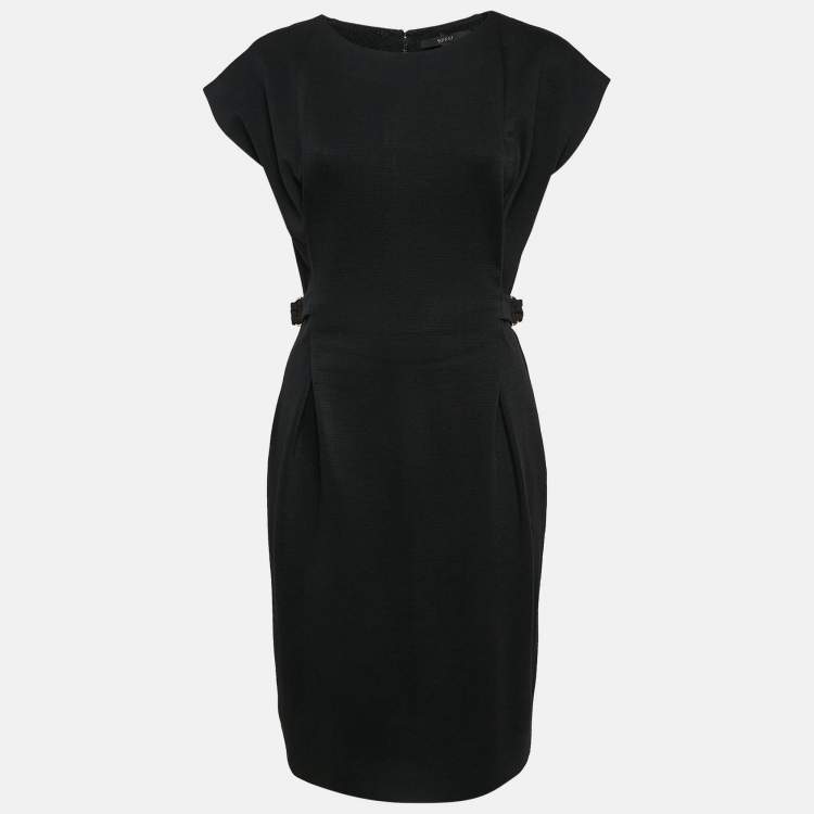 Pre Owned Gucci Black Wool Blend Knit Buckle Detail Short Dress M