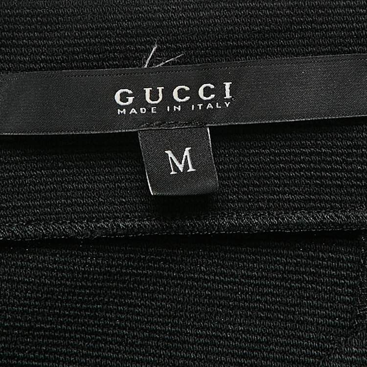 Pre Owned Gucci Black Wool Blend Knit Buckle Detail Short Dress M