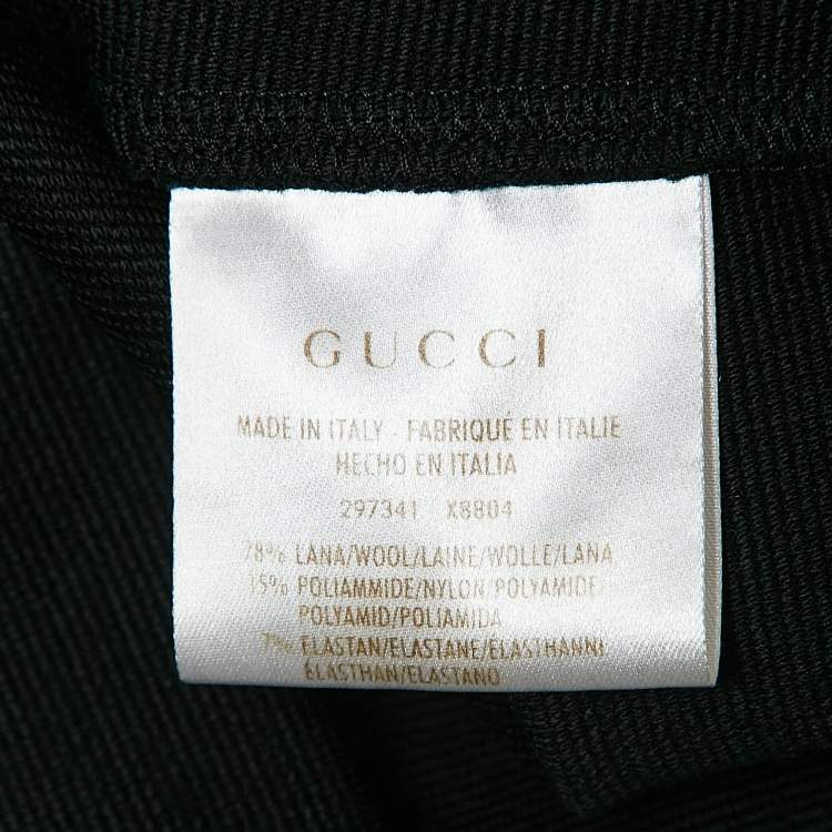 Pre Owned Gucci Black Wool Blend Knit Buckle Detail Short Dress M