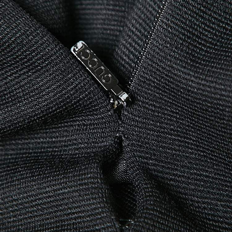 Pre Owned Gucci Black Wool Blend Knit Buckle Detail Short Dress M