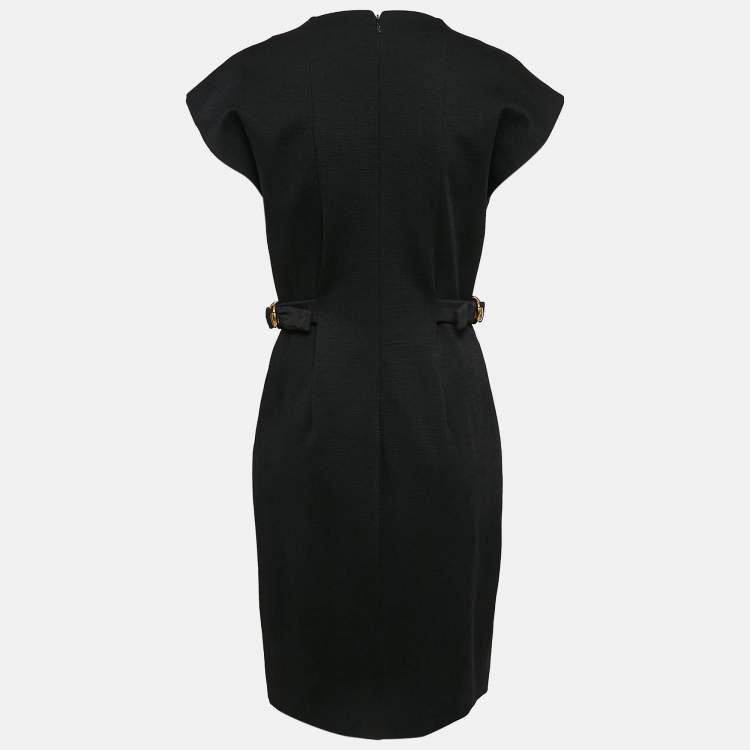 Pre Owned Gucci Black Wool Blend Knit Buckle Detail Short Dress M