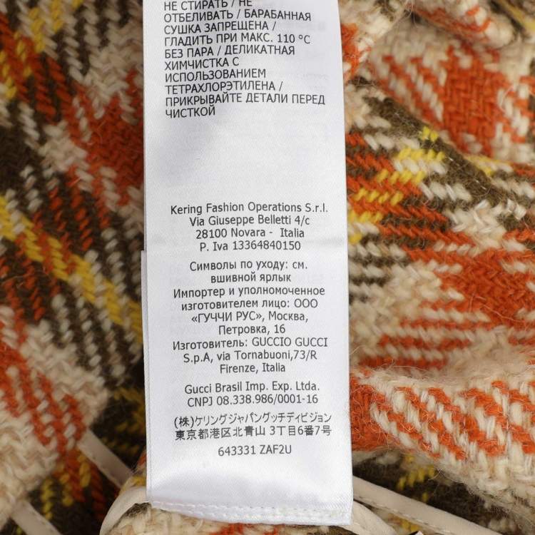 مملوكة مسبقًا Gucci Multicolor Checkered Wool Blend Horsebit Mini Skirt M