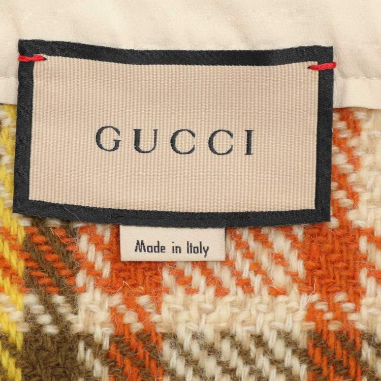 مملوكة مسبقًا Gucci Multicolor Checkered Wool Blend Horsebit Mini Skirt M