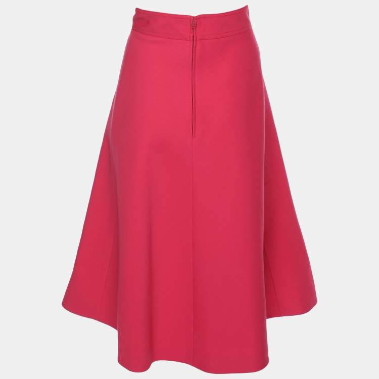 Pre Owned Gucci Pink Silk/Wool Blend Midi Skirt M