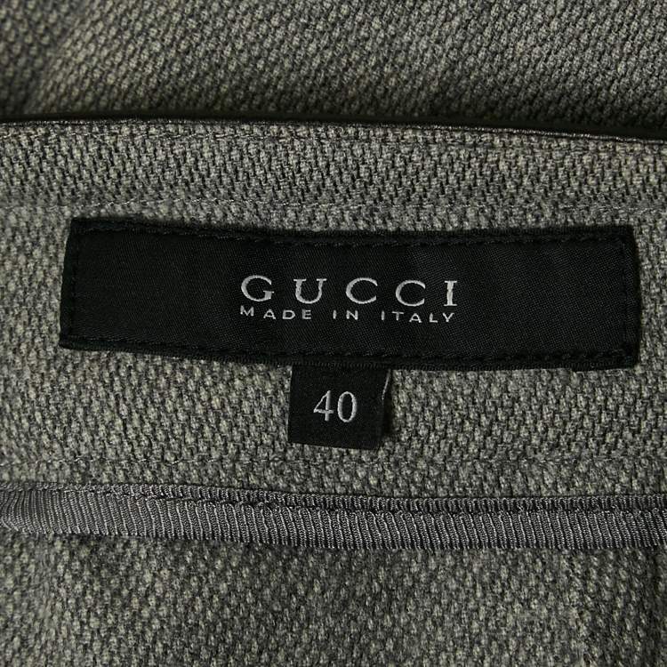 Pre Owned Gucci Grey Patterned Wool Single Breasted Suit Set S