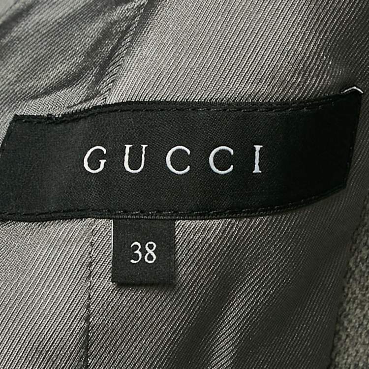 Pre Owned Gucci Grey Patterned Wool Single Breasted Suit Set S