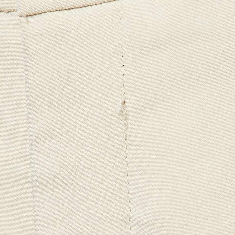 Pre Owned Gucci Cream Crepe Contrast Tape Detail Trousers L