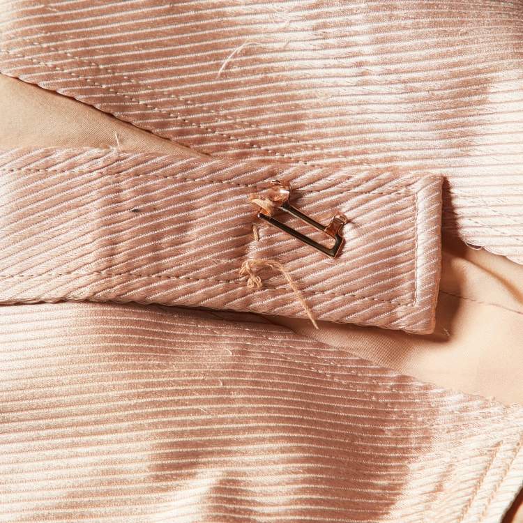 Pre Owned Gucci Nude Pink Silk Belt Detail Trousers M