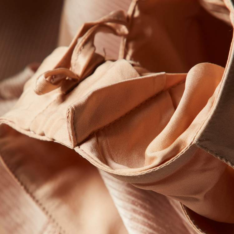 Pre Owned Gucci Nude Pink Silk Belt Detail Trousers M