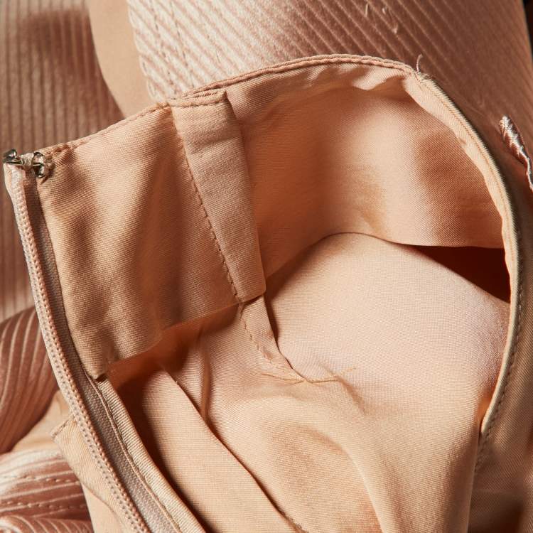 Pre Owned Gucci Nude Pink Silk Belt Detail Trousers M