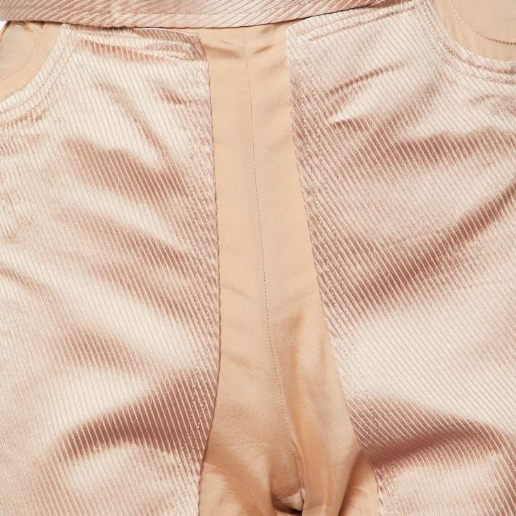 Pre Owned Gucci Nude Pink Silk Belt Detail Trousers M