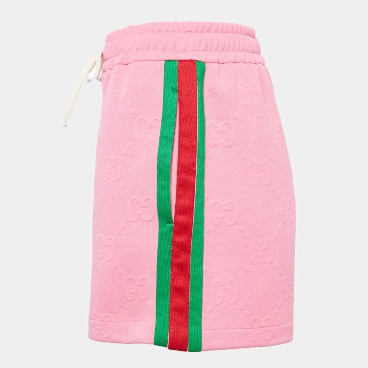 Pre Owned Gucci Pink GG Jacquard Jersey Web Stripe Shorts S