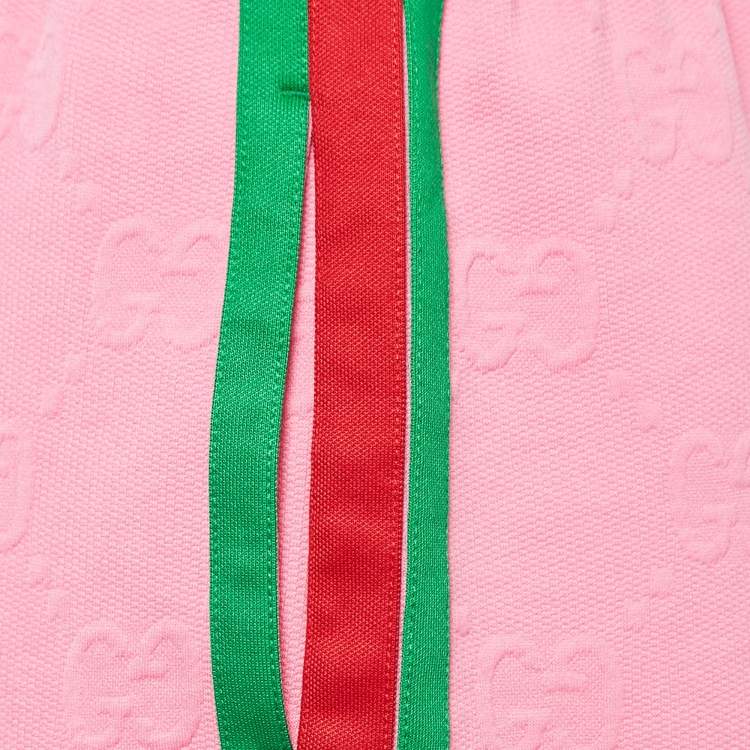 Pre Owned Gucci Pink GG Jacquard Jersey Web Stripe Shorts S