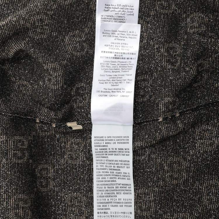 Pre Owned Gucci Black GG Lurex Knit Button Front Cardigan L