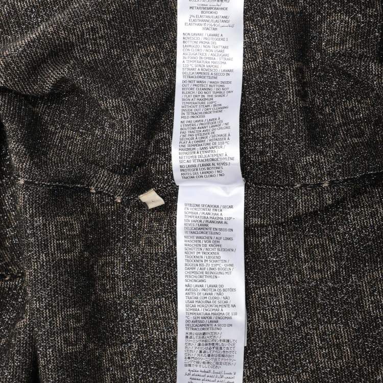 Pre Owned Gucci Black GG Lurex Knit Button Front Cardigan L