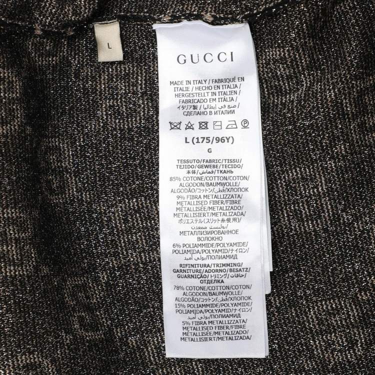 Pre Owned Gucci Black GG Lurex Knit Button Front Cardigan L