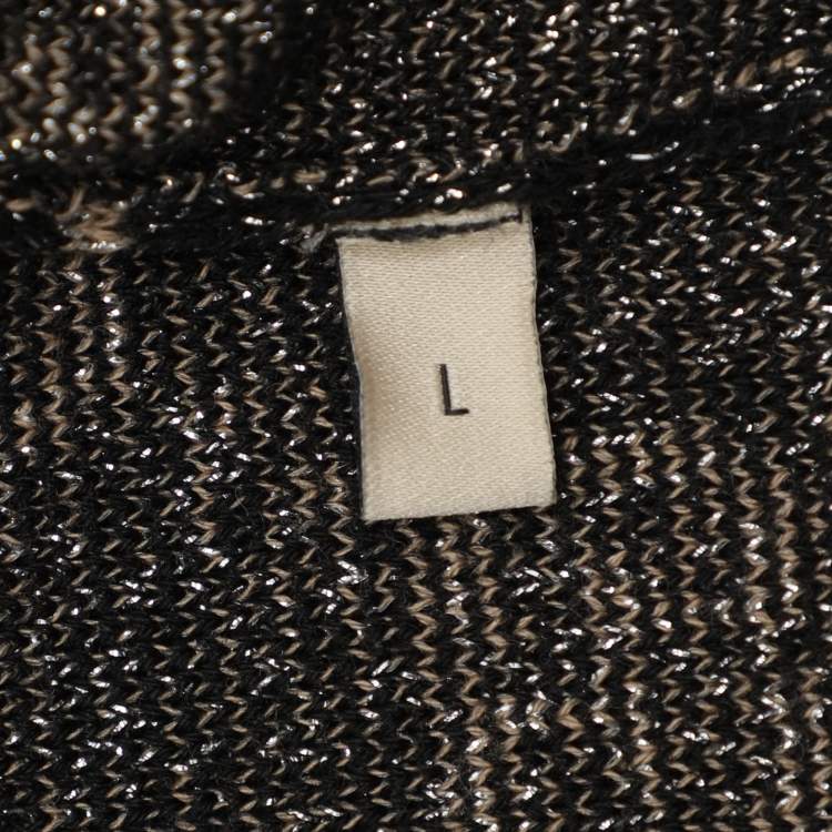 Pre Owned Gucci Black GG Lurex Knit Button Front Cardigan L