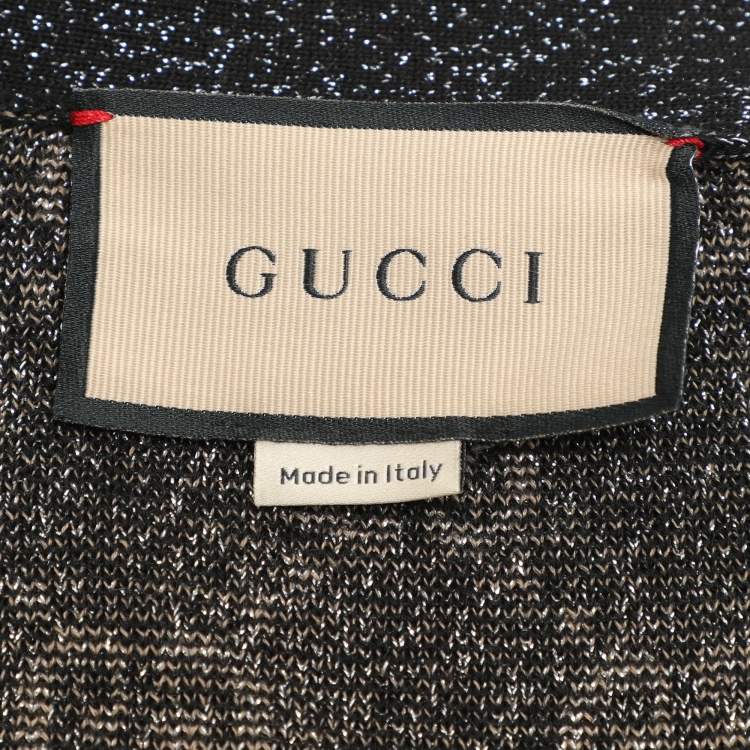 Pre Owned Gucci Black GG Lurex Knit Button Front Cardigan L