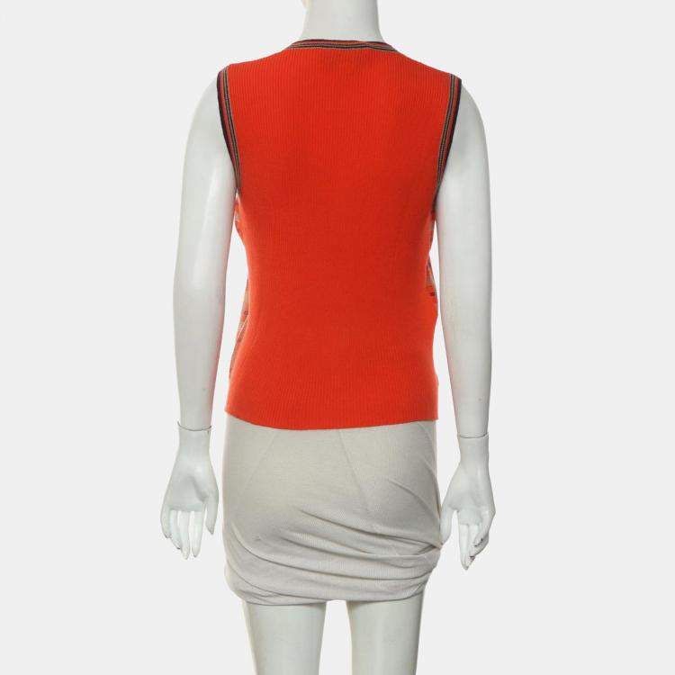 Pre Owned Gucci Plaid Wool Sleeveless Sweater L