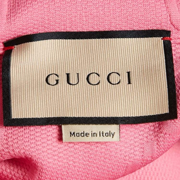 Pre Owned Gucci Pink  GG Jersey Jacquard Web Stripe Zip-Up Jacket S