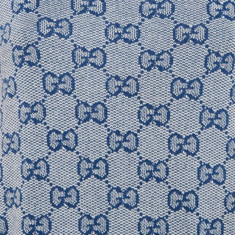 Pre Owned Gucci Blue GG Supreme Jacquard Knit Mini Dress S