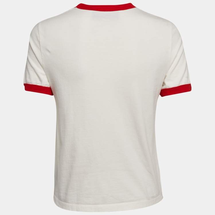 Pre Owned Gucci White Embroidered Cotton Sine Amore Nihil T-Shirt L
