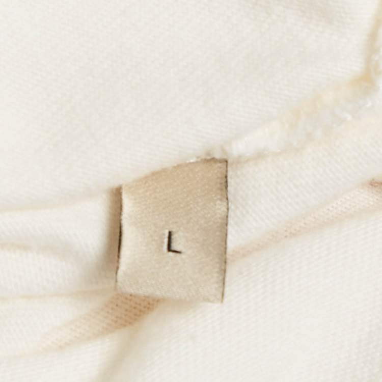Pre Owned Gucci White Embroidered Cotton Sine Amore Nihil T-Shirt L