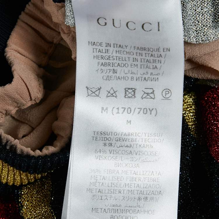 Pre Owned Gucci Multicolor Strip Lurex Knit Maxi Skirt M