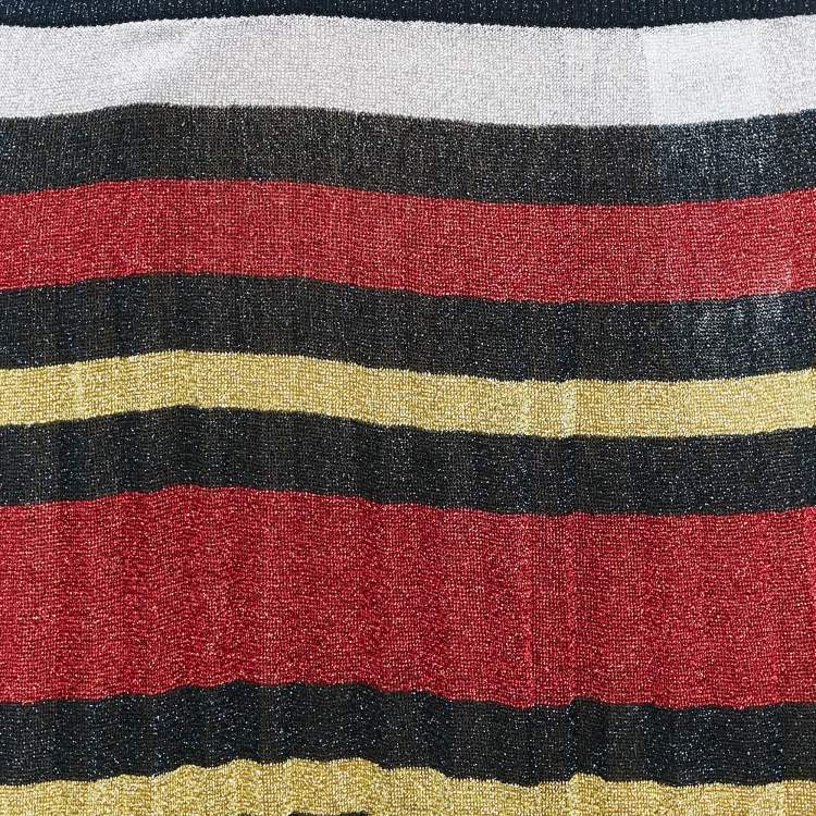 Pre Owned Gucci Multicolor Strip Lurex Knit Maxi Skirt M