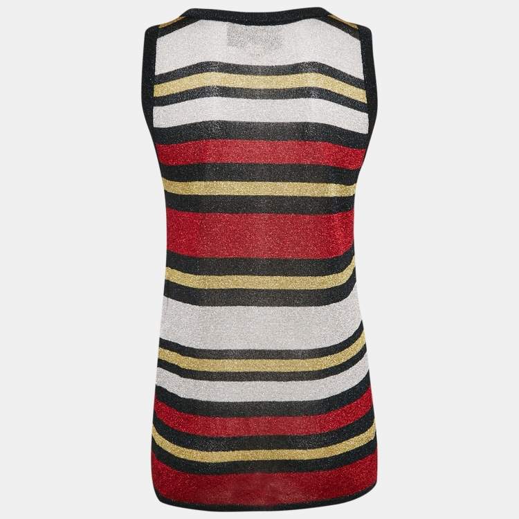 Pre Owned Gucci Multicolor Strip Lurex Knit Sleeveless Top S