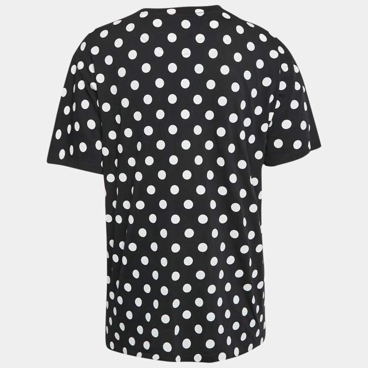 Pre Owned Gucci Black Vintage Logo and Polka-Dots Print Jersey T-Shirt XS